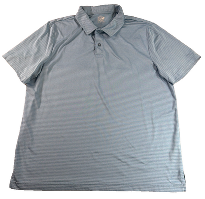 32 Degrees Cool Polo Shirt Mens XXL Blue Striped Stretch Performance Golf Tee
