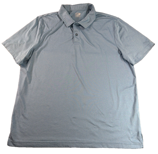 32 Degrees Cool Polo Shirt Mens XXL Blue Striped Stretch Performance Golf Tee