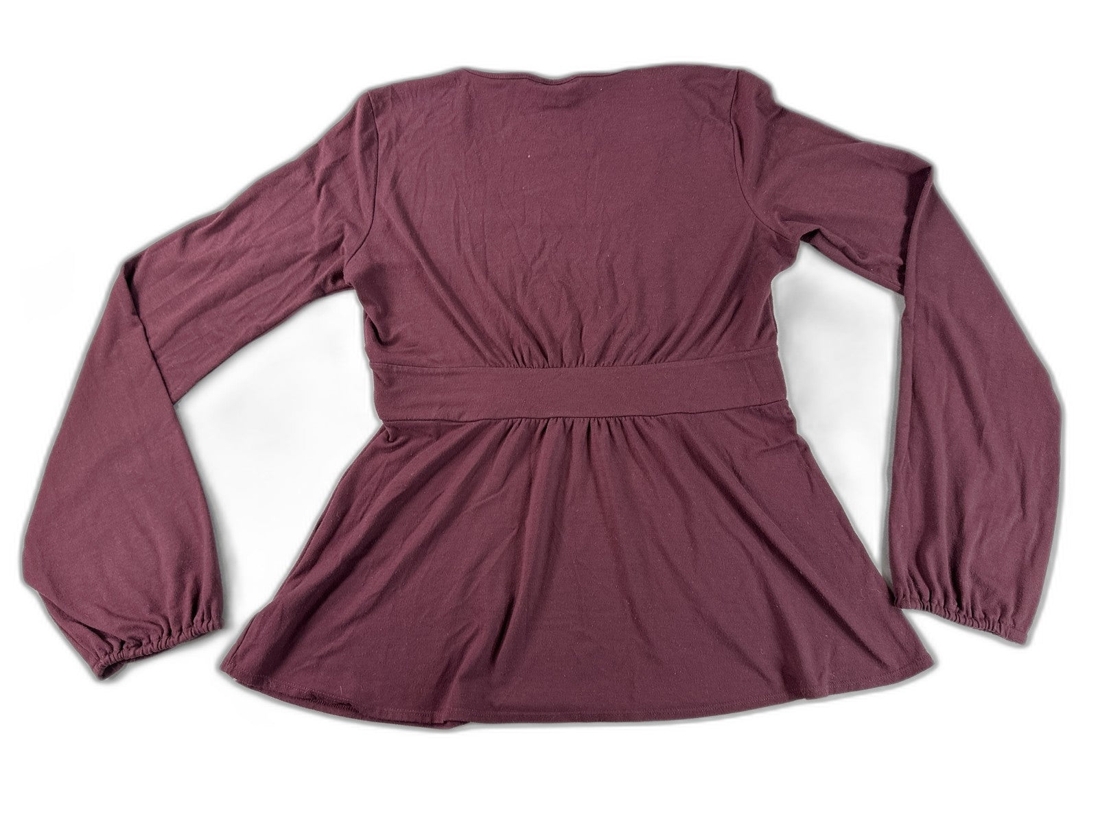 Michael Kors Long Sleeve Scoop Neck Stretch Top Womens M Burgundy Polyester Gold