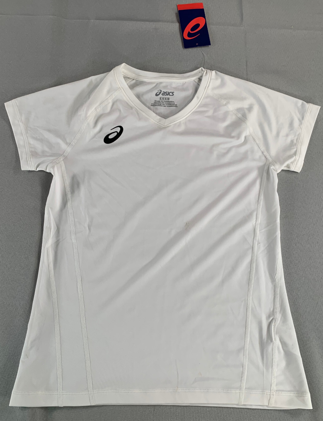 Asics Youth Volleyball Jersey L White Short Sleeve Spin Serve Tee 2054A016 NWT