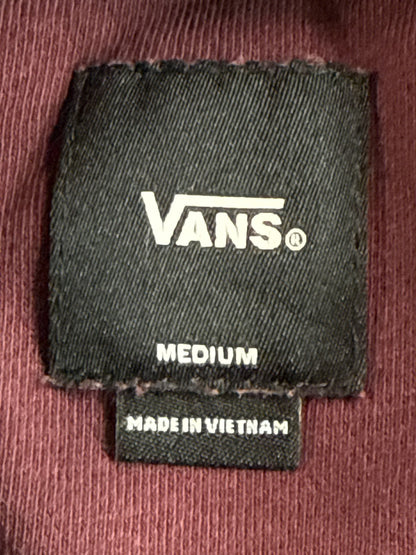 Vans Pullover Hoodie Medium Burgundy Long Sleeve Streetwear Unisex Fleece