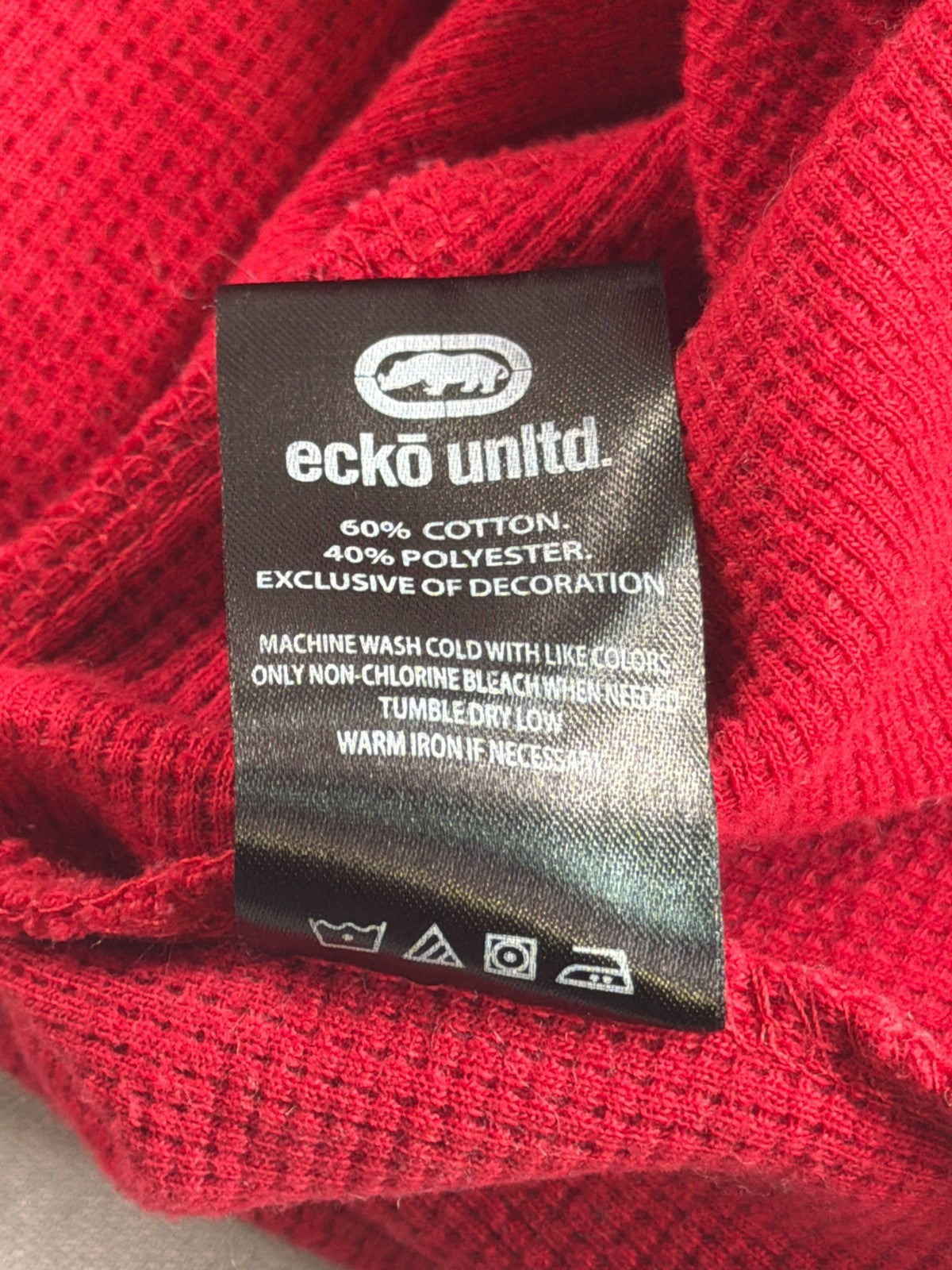 Ecko Unltd Thermal Waffle Knit Shirt Mens 3XL Red Long Sleeve Y2K Streetwear