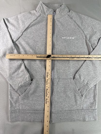 SpaceX Graphic Jacket Mens L Gray Full Zip Long Sleeve Collared Regular Fit Logo