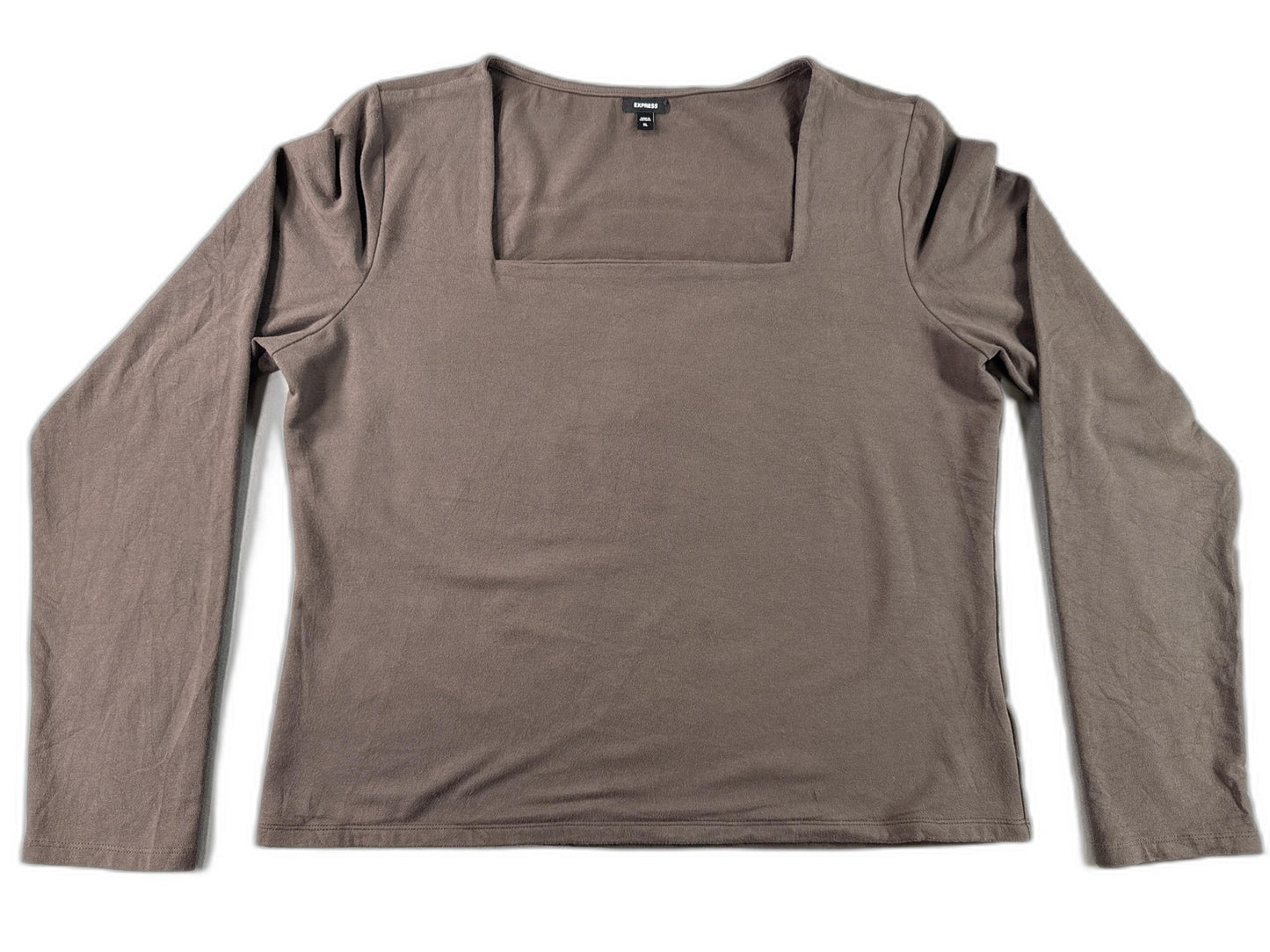 Express Brown Long Sleeve Crewneck Shirt XL Cotton Mens Top