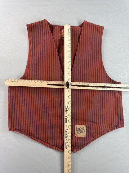 CLEAN FUN 20th Century Fox Vintage Striped Red Sleeveless Neck Vest Button Men