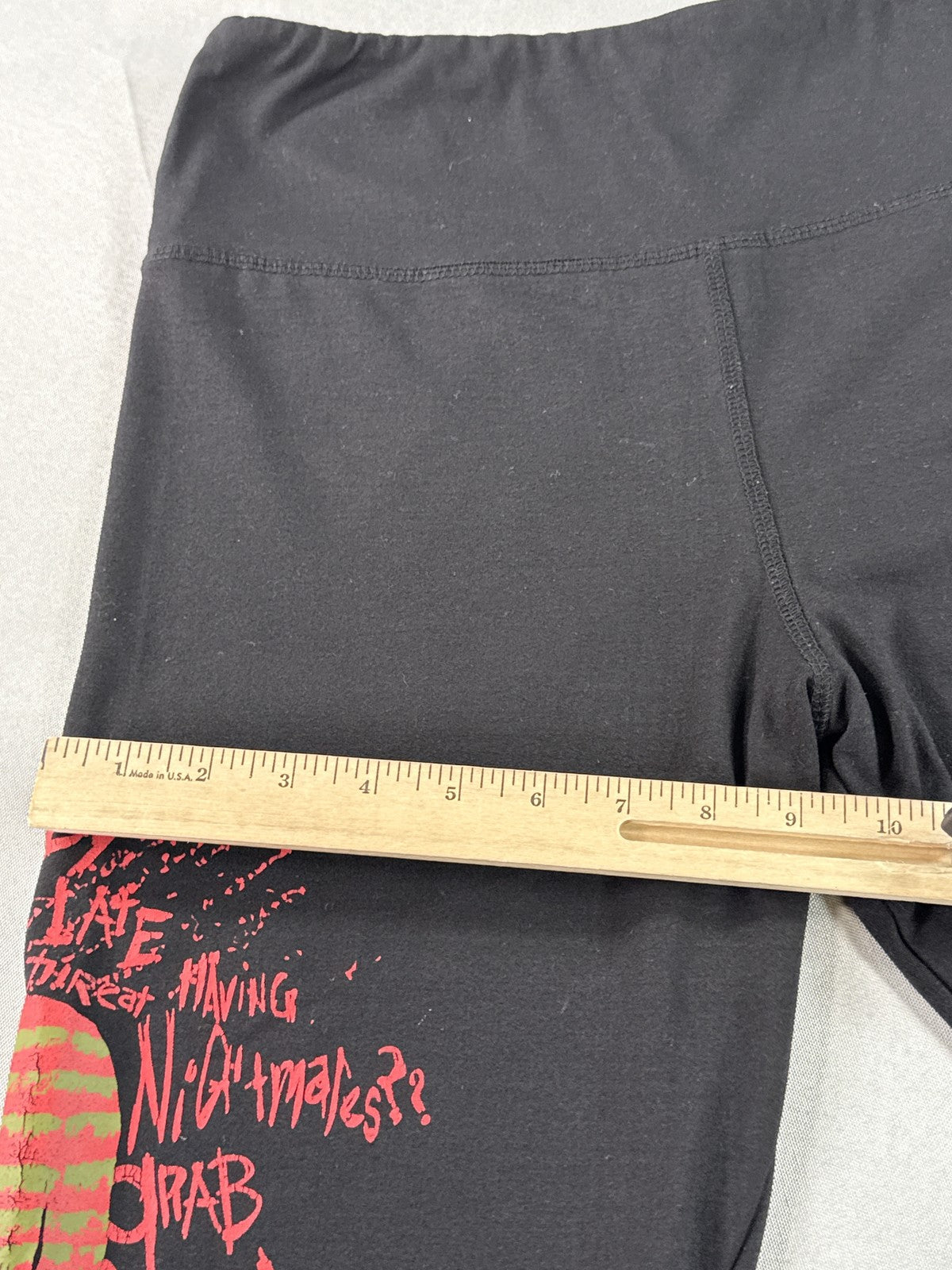 Nightmare on Elm Street Punk Leggings LG Women Black Graphic Fringe Elastic