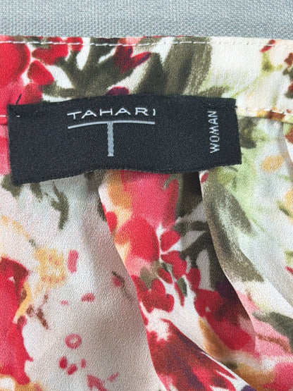 Tahari Woman 3X Red Floral Watercolor Print Blouse Long Sleeve V Neck Pullover