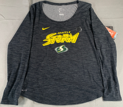 Nike Dri-FIT Seattle Storm Tee Womens L Long Sleeve Black WNBA Logo Shirt NWT