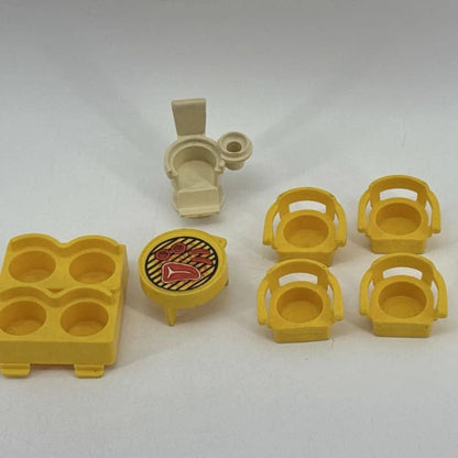 Fisher Price Little People Yellow Furniture Chairs Grill Toilet Set Unbranded