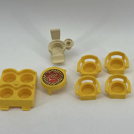 Fisher Price Little People Yellow Furniture Chairs Grill Toilet Set Unbranded