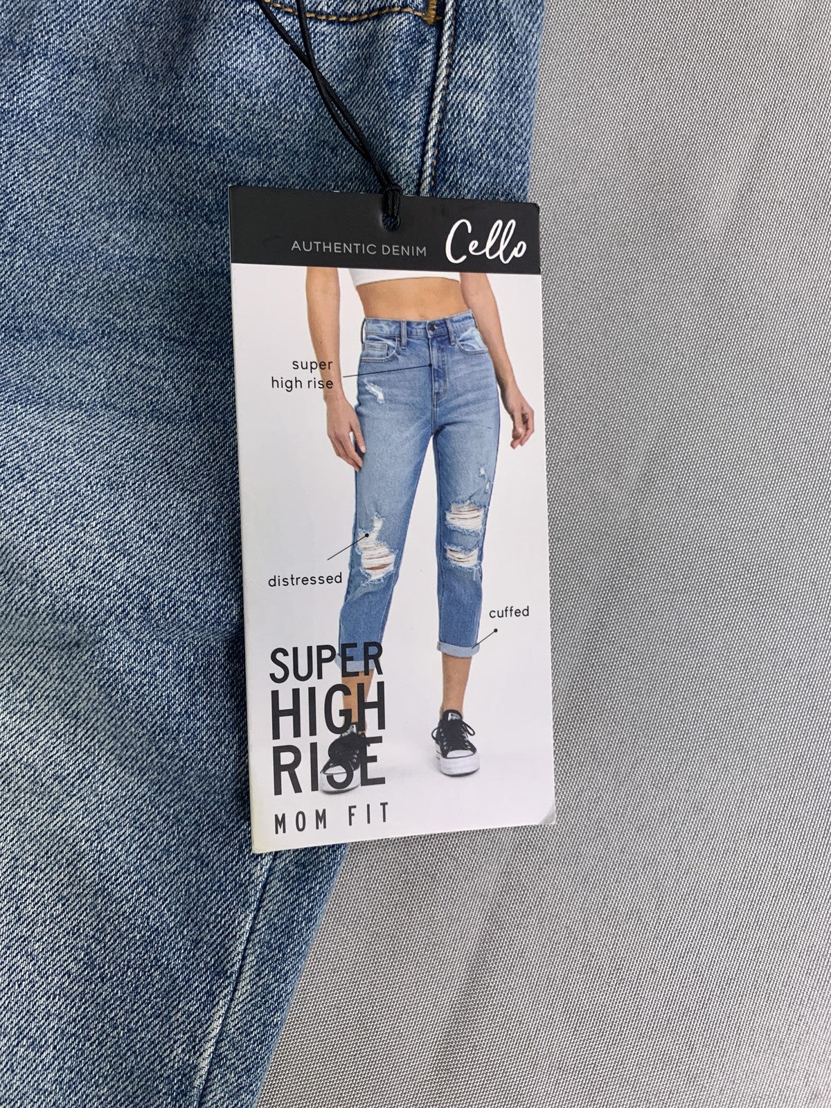 Cello Jeans Womens 00 23 Blue Super High Rise Mom Fit Distressed Denim Authentic