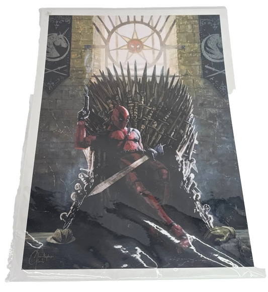 Deadpool Iron Throne Art Print Christopher Clark Marvel GOT Mashup Poster 759