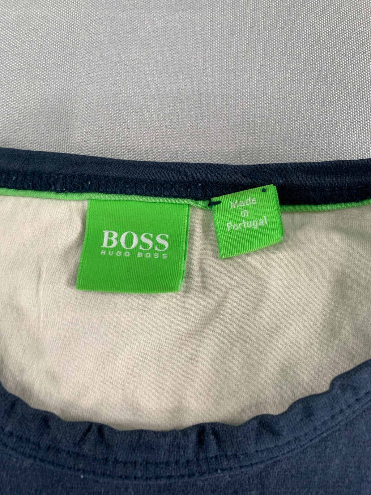 Hugo Boss Green Men's Small Long Sleeve Tee Navy Colorblock Yellow Est 1997