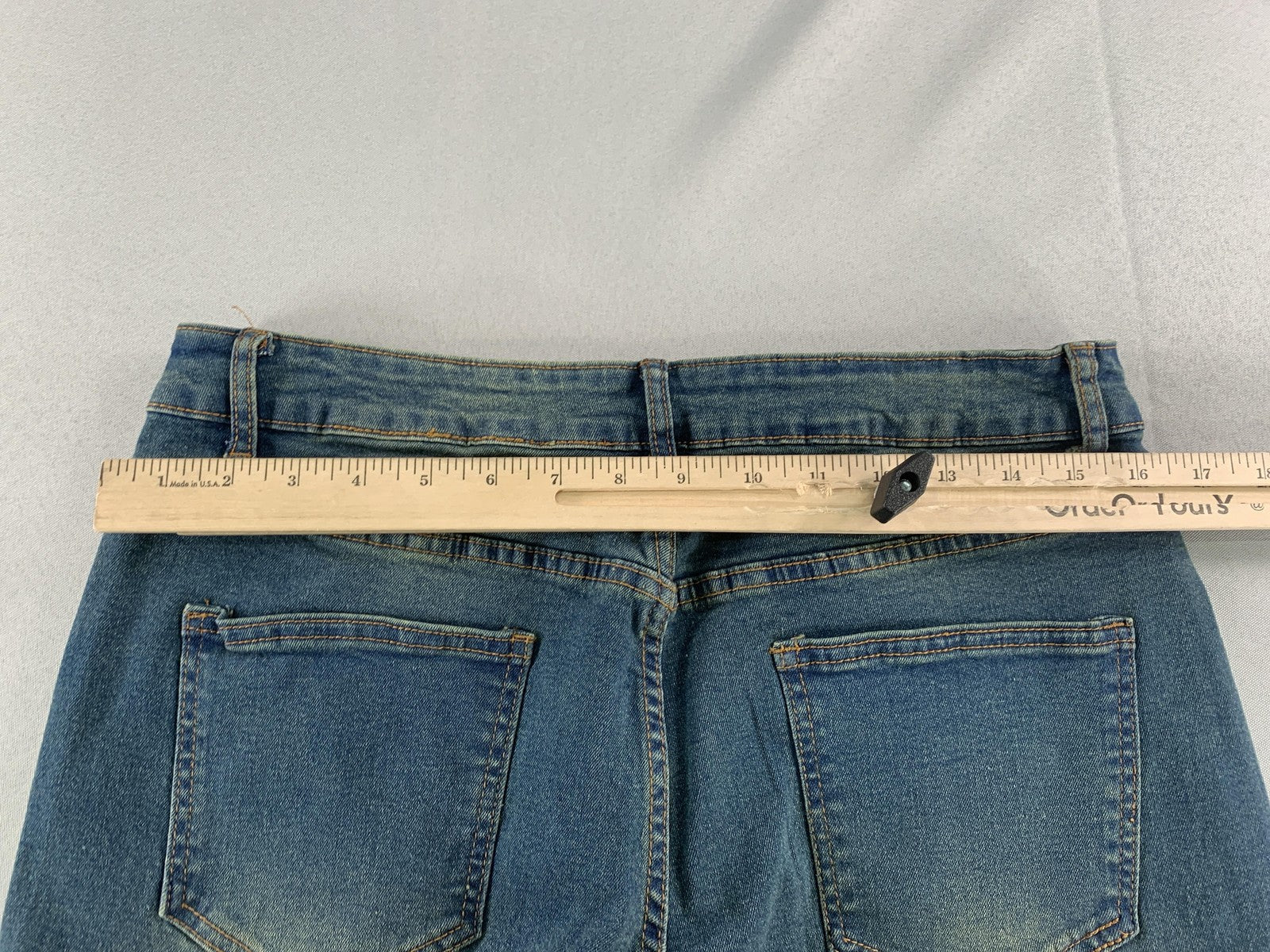 PEIHOT Women XL Straight Leg Jeans High Rise Stretch Frayed Hem Blue Denim NWT