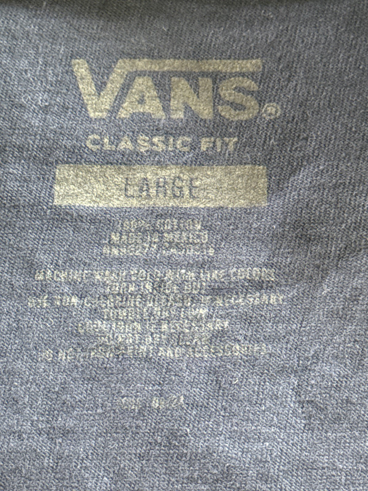 VANS Off Wall Graphic Tee Mens Large Navy Blue 100% Cotton Crewneck Short