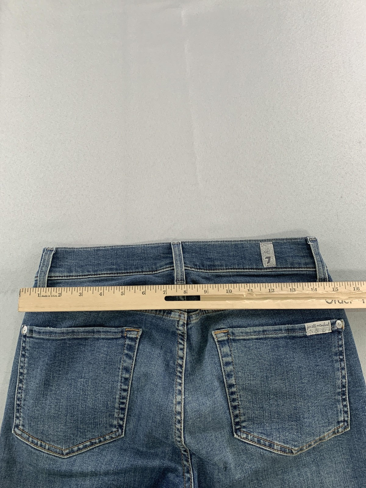 7 For All Mankind Slimmy Jeans Mens 31x24 Blue Wash Denim Slim Straight Zip Fly