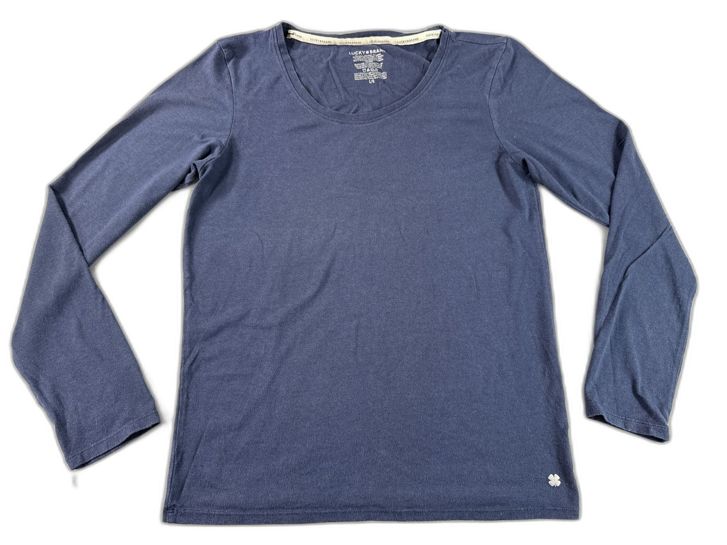 Lucky Brand Long Sleeve Top L/G Navy Blue Scoop Neck Cotton Modal Spandex Womens