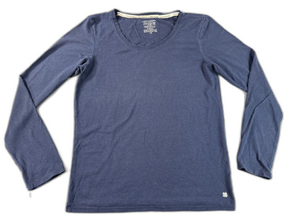 Lucky Brand Long Sleeve Top L/G Navy Blue Scoop Neck Cotton Modal Spandex Womens
