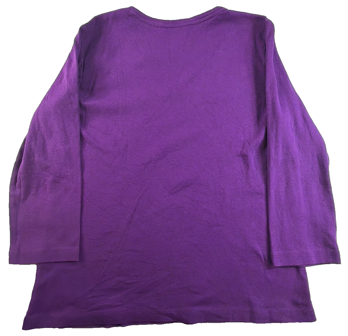Chicos Purple V Neck Tee Womens Size 1 Medium 3/4 Sleeve Cotton Knit Top