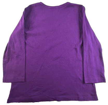Chicos Purple V Neck Tee Womens Size 1 Medium 3/4 Sleeve Cotton Knit Top