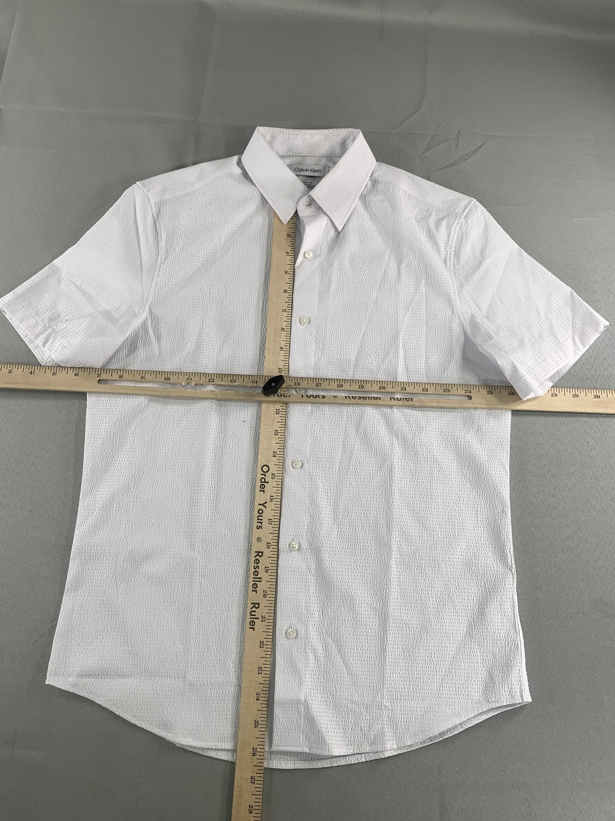 Calvin Klein Shirt Mens Extra Small White Classic Fit Short Sleeve Button Up 100