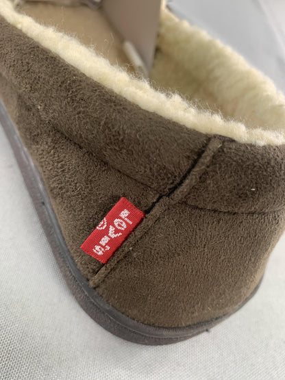Levis Moccasin Slippers Mens Size 8-9 Brown Memory Foam House Shoes 530-50009