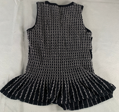 Ann Taylor Petite XSP Knit Peplum Top Black White Sleeveless Stretch Textured