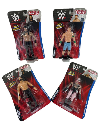 Mattel WWE FleXfigs Set 4 Cena Reigns Rollins Mysterio Action Figures kids NWT