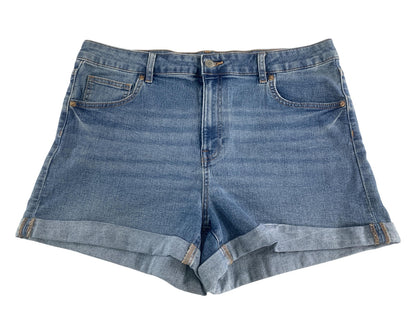 H&M Denim Shorts Womens 18 Blue High Rise Rolled Hem Stretch Casual Jean Summer