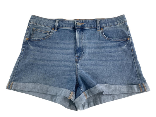 H&M Denim Shorts Womens 18 Blue High Rise Rolled Hem Stretch Casual Jean Summer