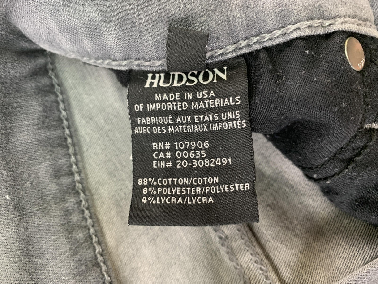 Hudson Jeans Womens 23 Gray Nico Mid-Rise Super Skinny Stretch Denim Made USA