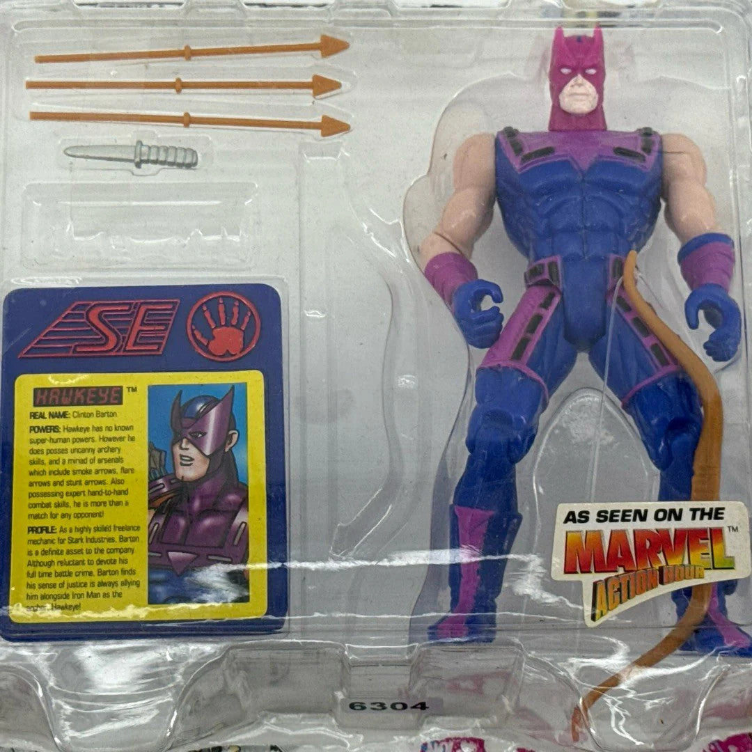 HAWKEYE Action Figure Bow &amp; Arrow Toy Biz Iron Man 1995 MOC Marvel Apparel
