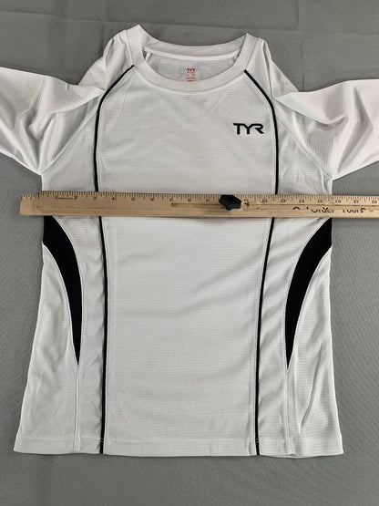 TYR Competitor Long Sleeve Top White XS Womens Compression Swim Tri Shirt Pullov
