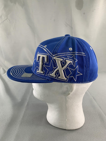 Texas TX Hat Cap Fitted Mens Small Blue White Embroidered Stars Horseshoe 100