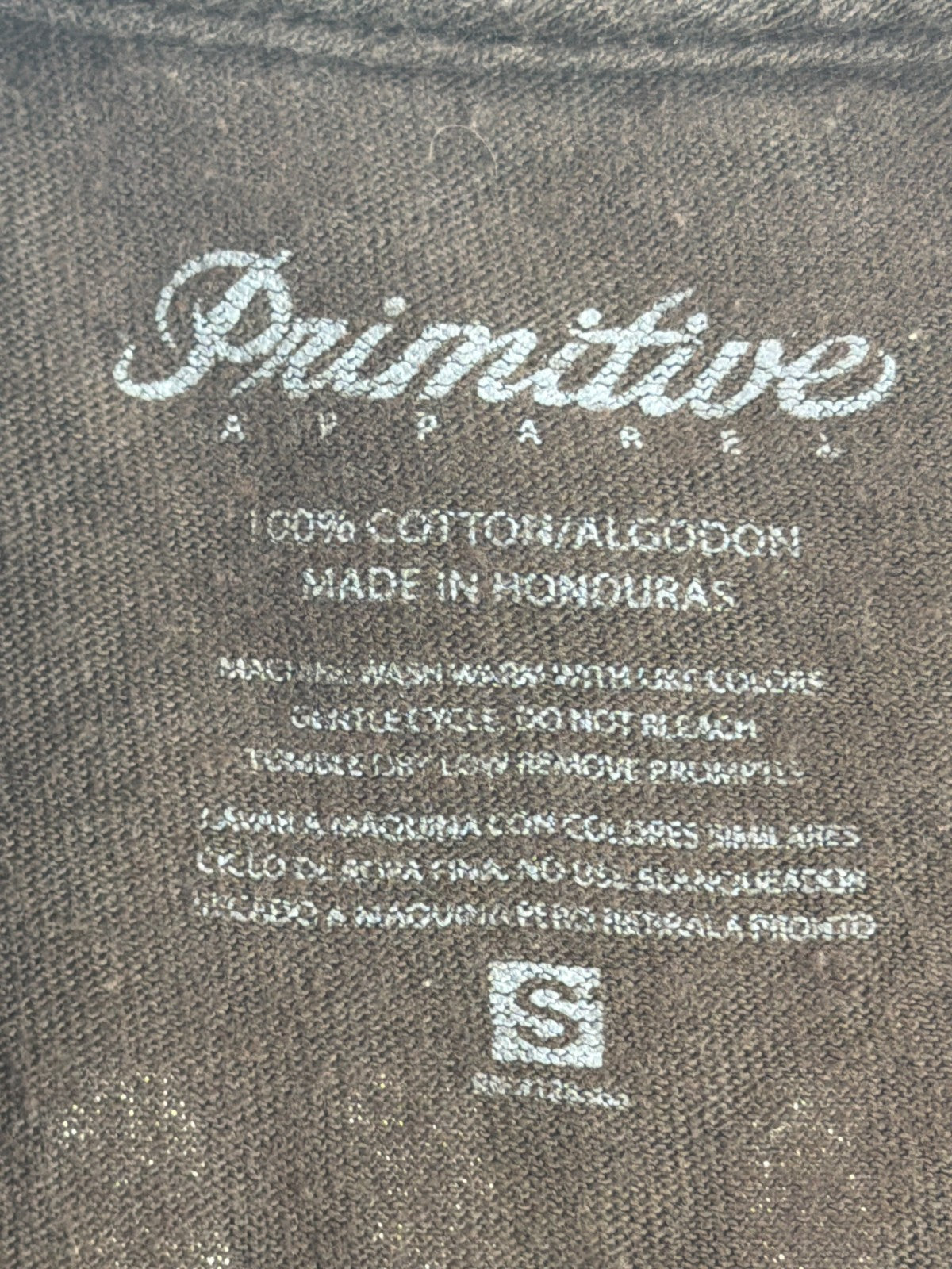 Primitive Skate T Shirt Brown Logo Graphic Mens Small Streetwear Cotton Tee