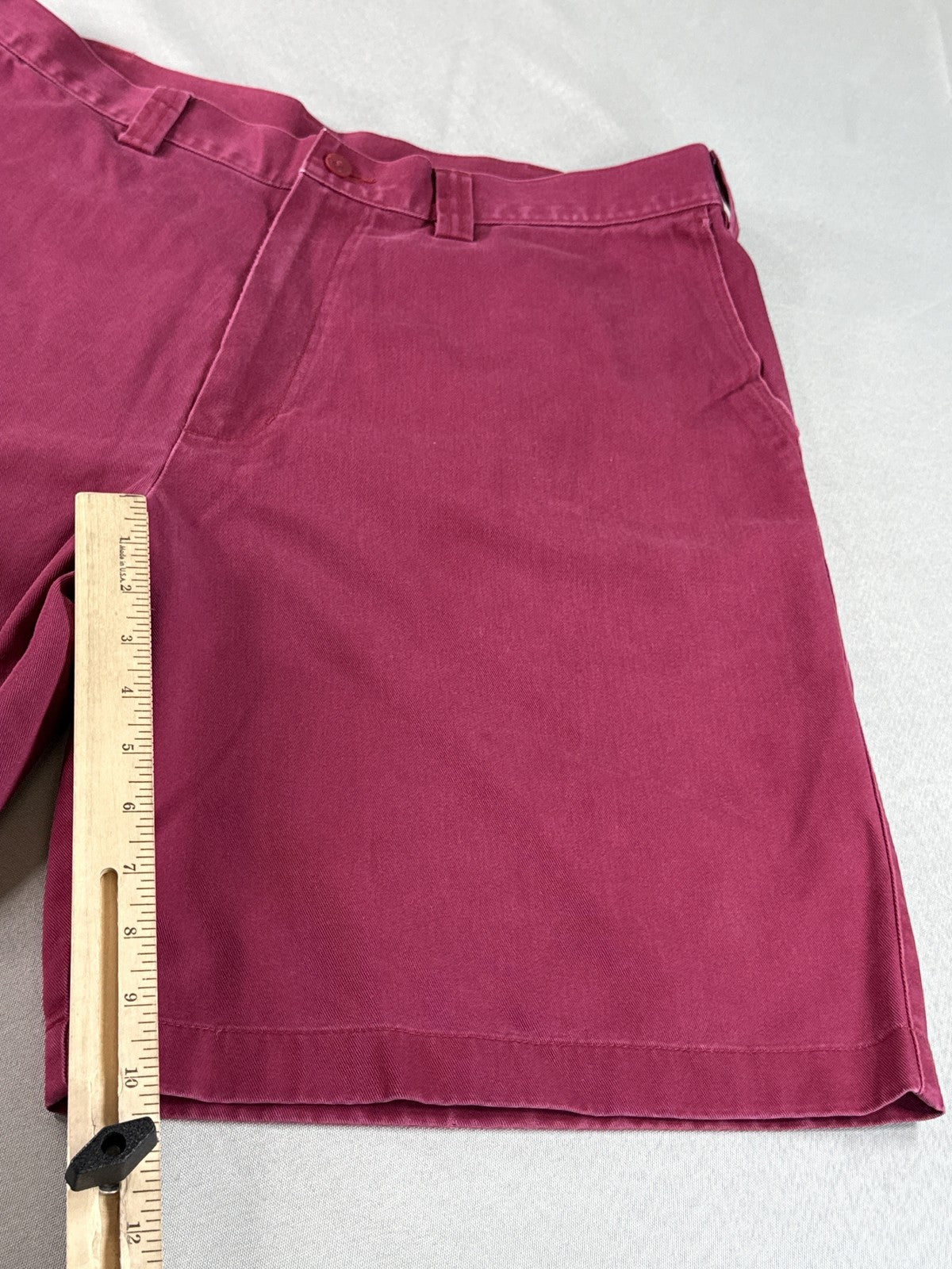 ASHWORTH AM 6174R Chino Shorts W36 Maroon 100% Cotton Pleated Thailand Golf