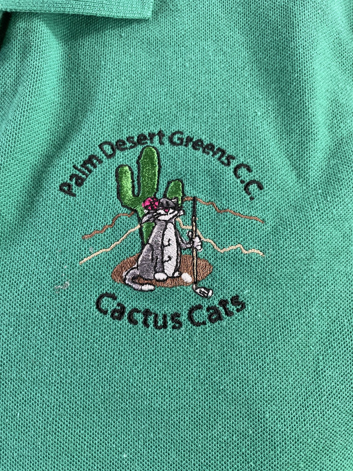 Port Authority Polo Shirt Womens Large Green Palm Desert Greens Golf Cactus Cats