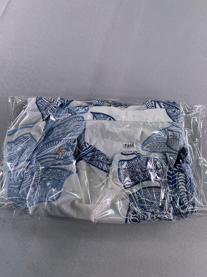 Quiksilver Shirt Mens Medium Blue White Hawaiian Aloha Short Sleeve D509607