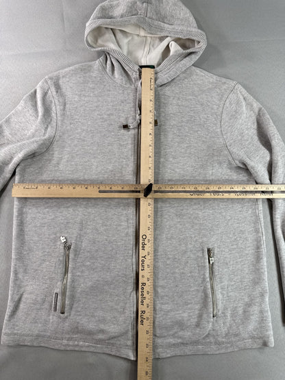LAUREN RALPH Full Zip Hoodie L Gray 100% Cotton Regular Fit Long Sleeve