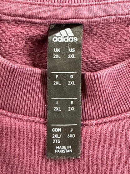 adidas Crewneck Sweatshirt 2XL Maroon Cotton Long Sleeve Graphic Unisex Fleece