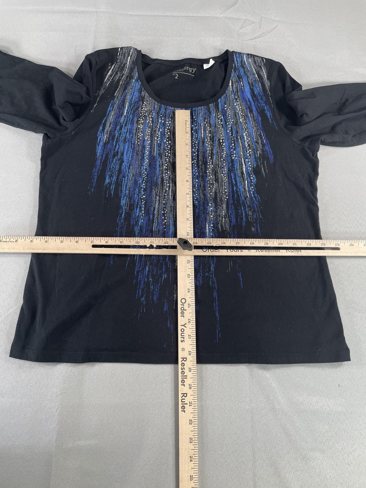 Chicos Zenergy Shirt Womens 2 Sequin Embellished 3/4 Sleeve Pullover Top Apparel
