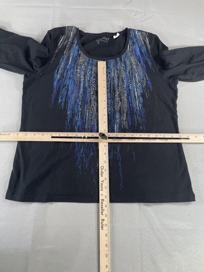 Chicos Zenergy Shirt Womens 2 Sequin Embellished 3/4 Sleeve Pullover Top Apparel