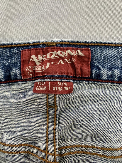 Arizona Jeans Mens 38x30 Slim Straight Flex Denim Comfort Classic Distressed