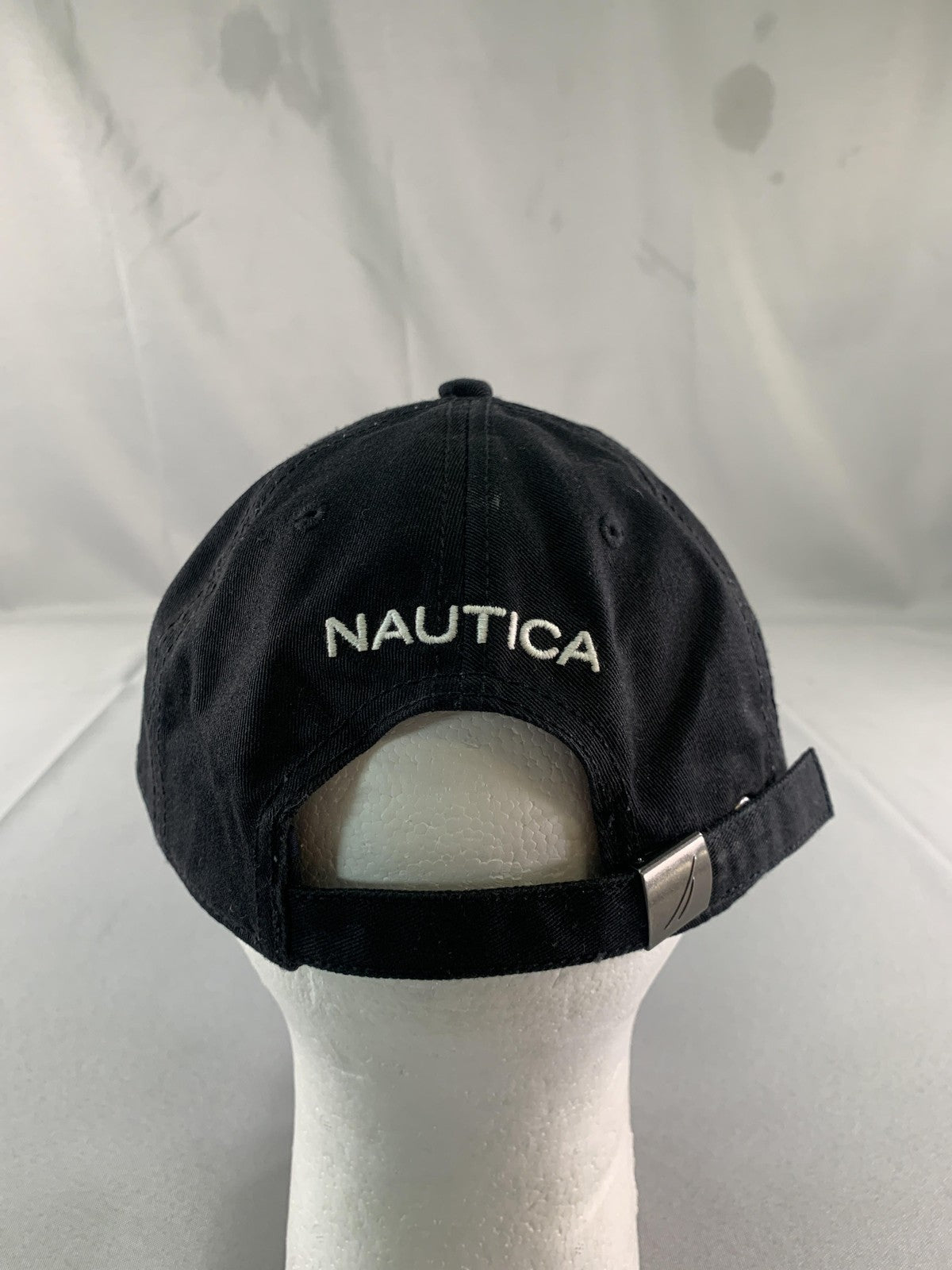 Nautica Hat Cap Strap Back Mens One Size Black Embroidered Sail Nautical Cotton