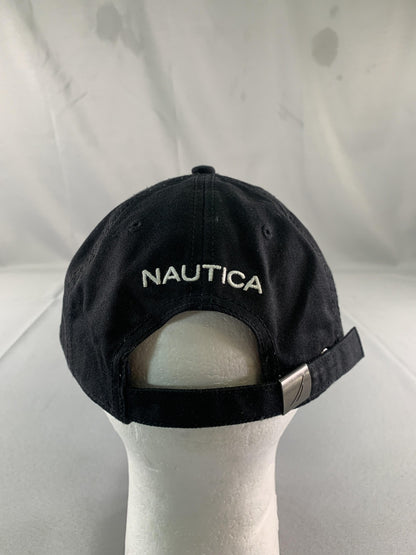 Nautica Hat Cap Strap Back Mens One Size Black Embroidered Sail Nautical Cotton