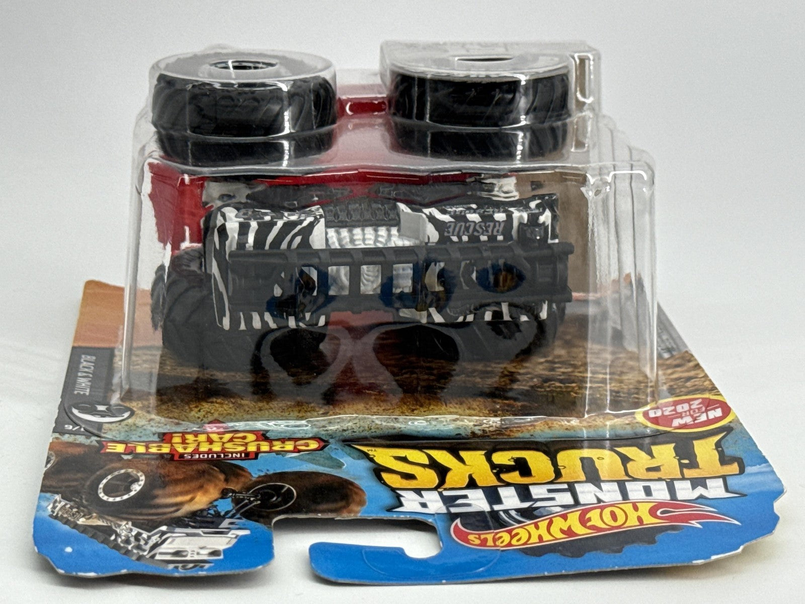 Hot Wheels Monster Trucks 5 Alarm Black White 2020 Diecast w Crush Car Sealed