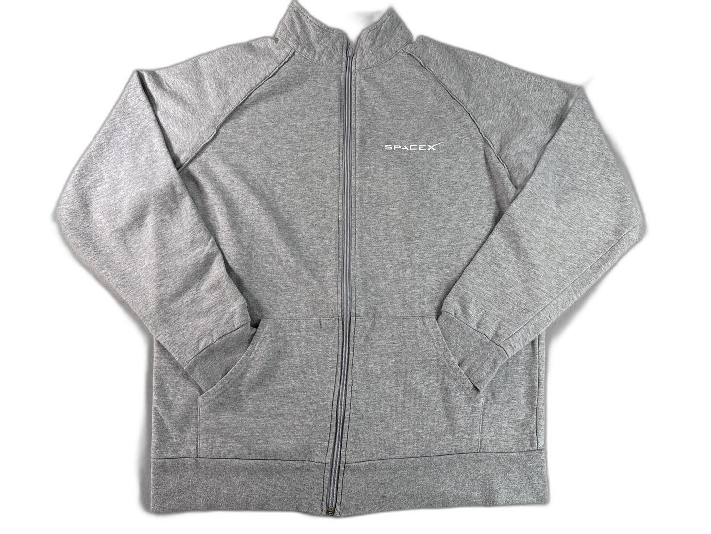 SpaceX Graphic Jacket Mens L Gray Full Zip Long Sleeve Collared Regular Fit Logo