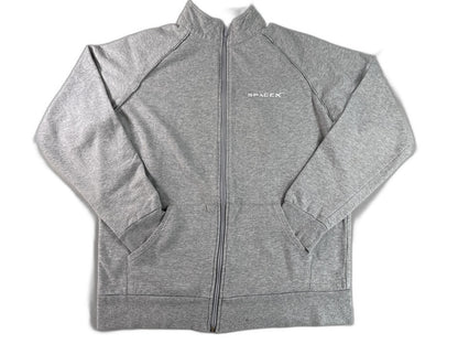 SpaceX Graphic Jacket Mens L Gray Full Zip Long Sleeve Collared Regular Fit Logo