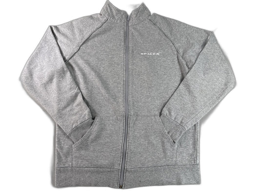 SpaceX Graphic Jacket Mens L Gray Full Zip Long Sleeve Collared Regular Fit Logo