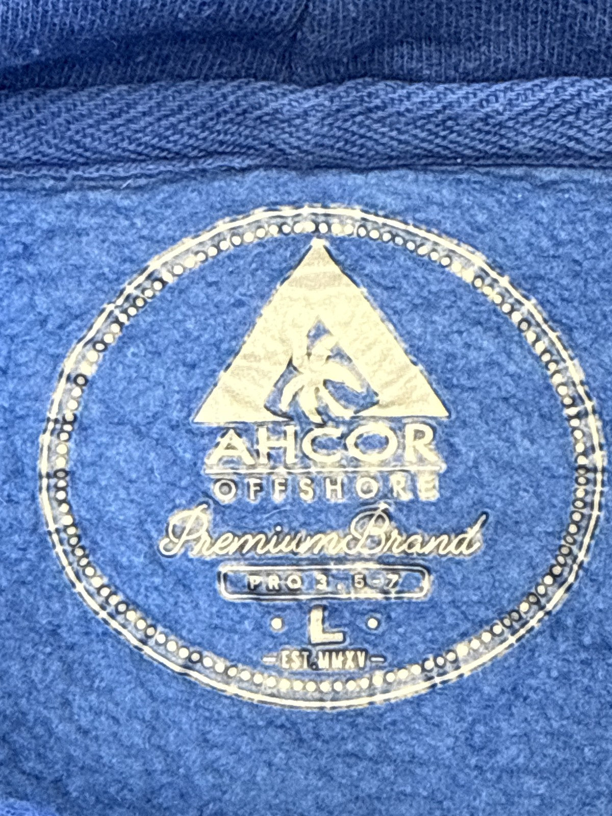 AHCOR OFFSHORE Certified Streetwear Hoodie L Blue Pullover Graphic Hooded Long